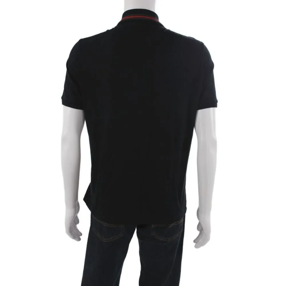 Gucci Mens Cotton Collared Short Sleeve Polo Shirt Black Size XL